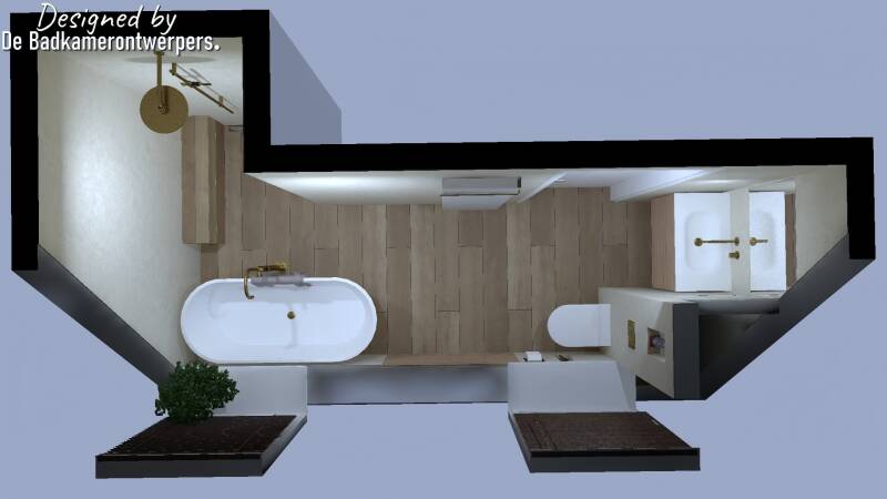 Badkamer met schuin dak