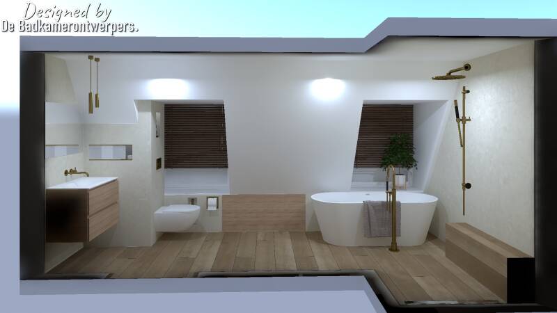 Inspiratie badkamer met schuin dak