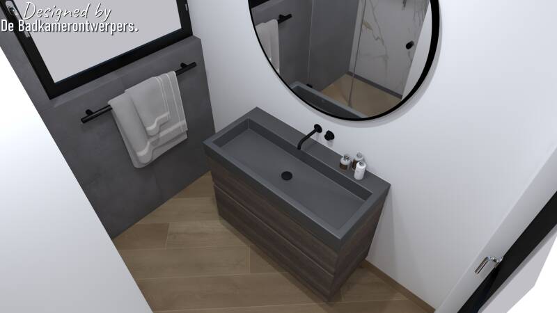 Badmeubel met zwarte wastafel