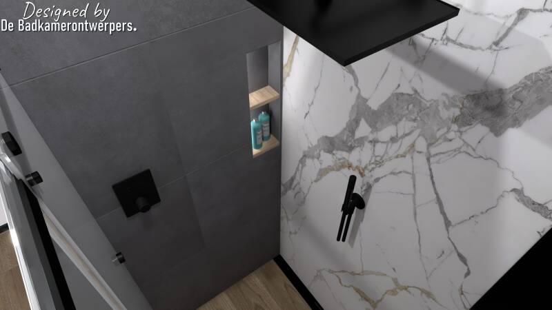 Badkamer bekeken door spiegel