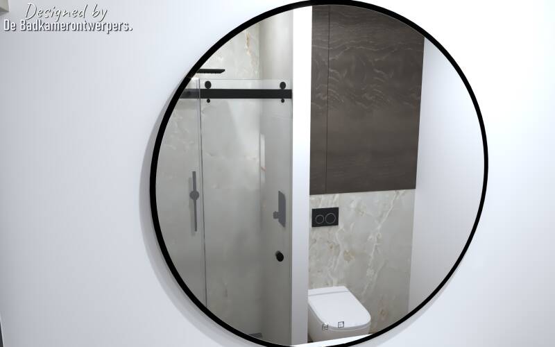 Badkamer bekeken door spiegel