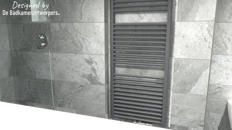 Badkamer Ontwerpen - geschakelde woning Bussum - Stijl basic - 5,61 m2 - Zijaanzicht