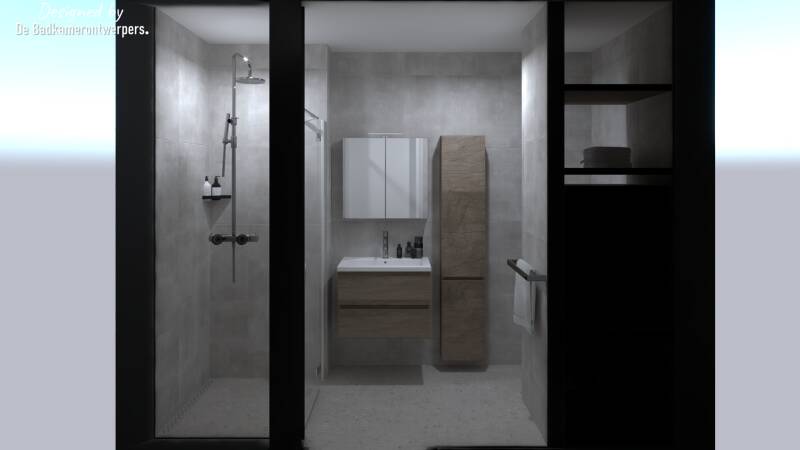 Zijaanzicht kleine badkamer