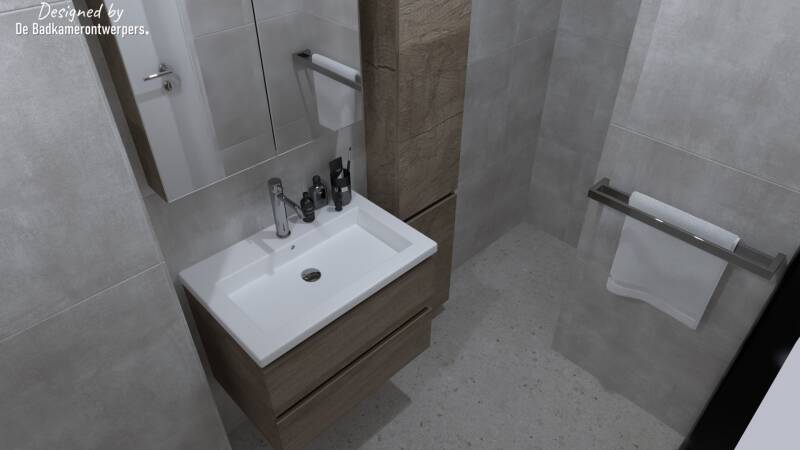 Badkamer met plaats voor badjas