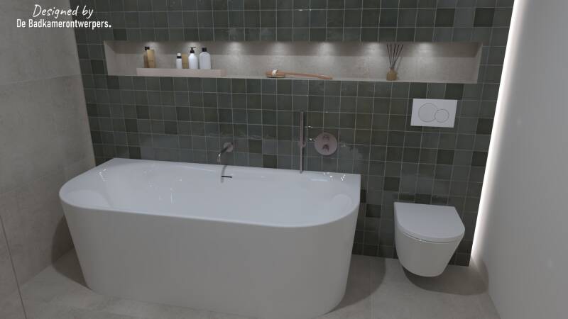 vrijstaand bad tegen muur