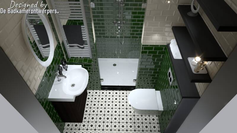 Klassieke badkamer met grote douche