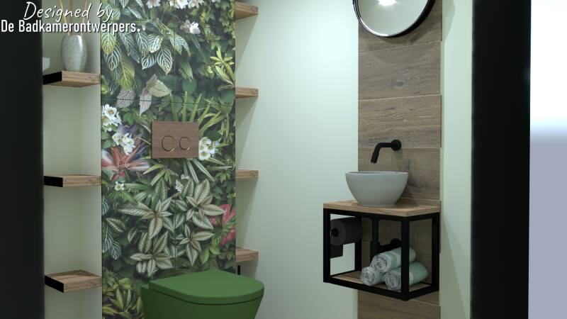 ontwerp toiletruimte met bloemtegels