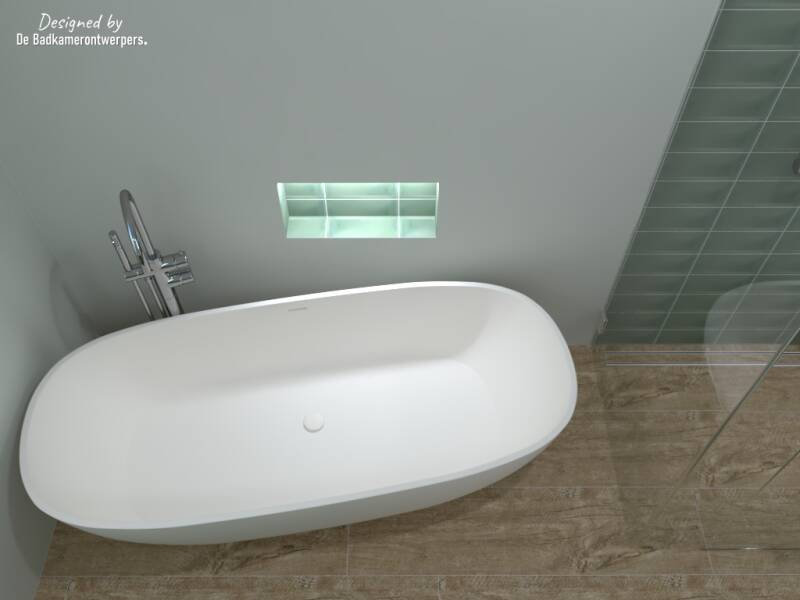 Badkamer Ontwerpen - Herenhuis Rotterdam - Stijl basic / design - 7,59 m2 - Zijaanzicht