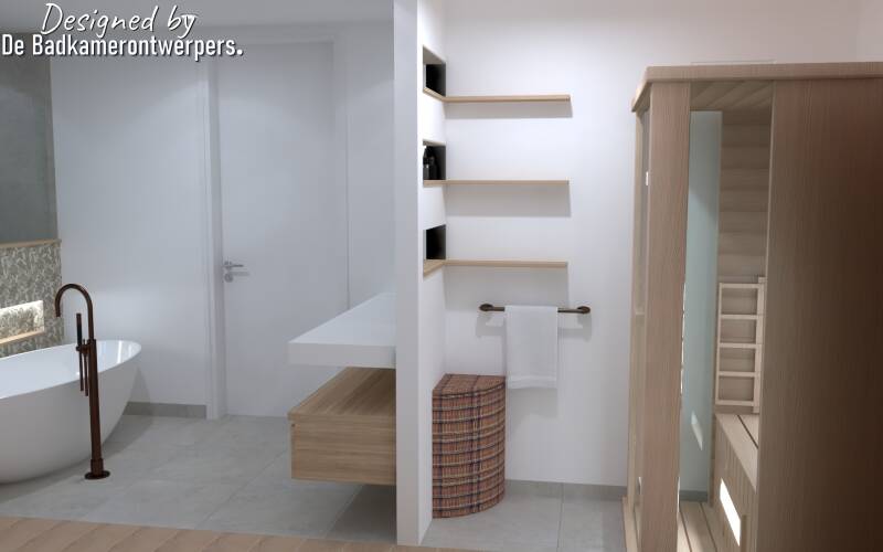 Ontwerp Wellnessbadkamer Zevenhuizen - zijaanzicht  wellnessbadkamer
