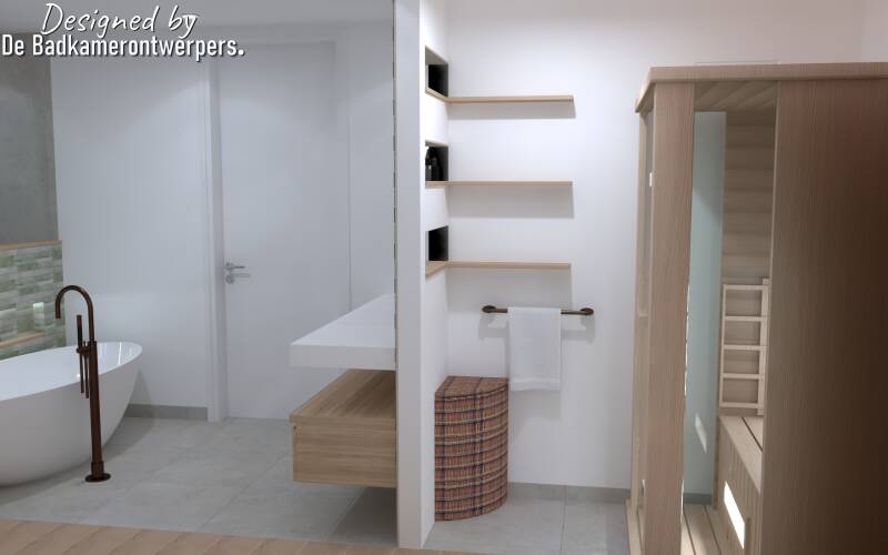 Ontwerp Wellnessbadkamer Zevenhuizen - zijaanzicht  Infrarood cabine