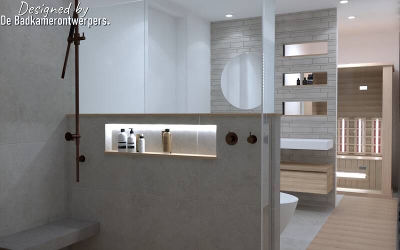 Ontwerp Wellnessbadkamer Zevenhuizen - zijaanzicht  wellnessbadkamer