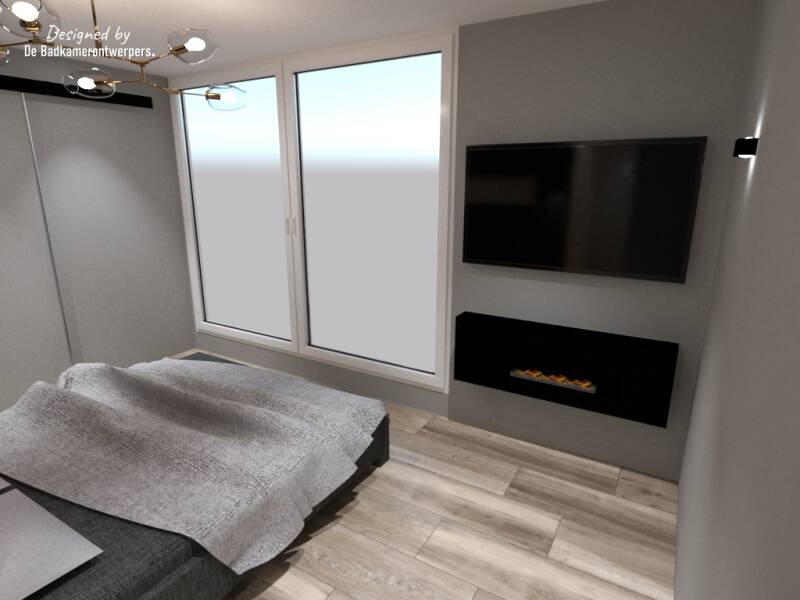 Badkamer-Slaapkamer en suite  Ontwerpen - Geschakelde woning Hendrik Ido Ambacht - Stijl design/basic/romatiek - 22,7 m2 - Zijaanzicht