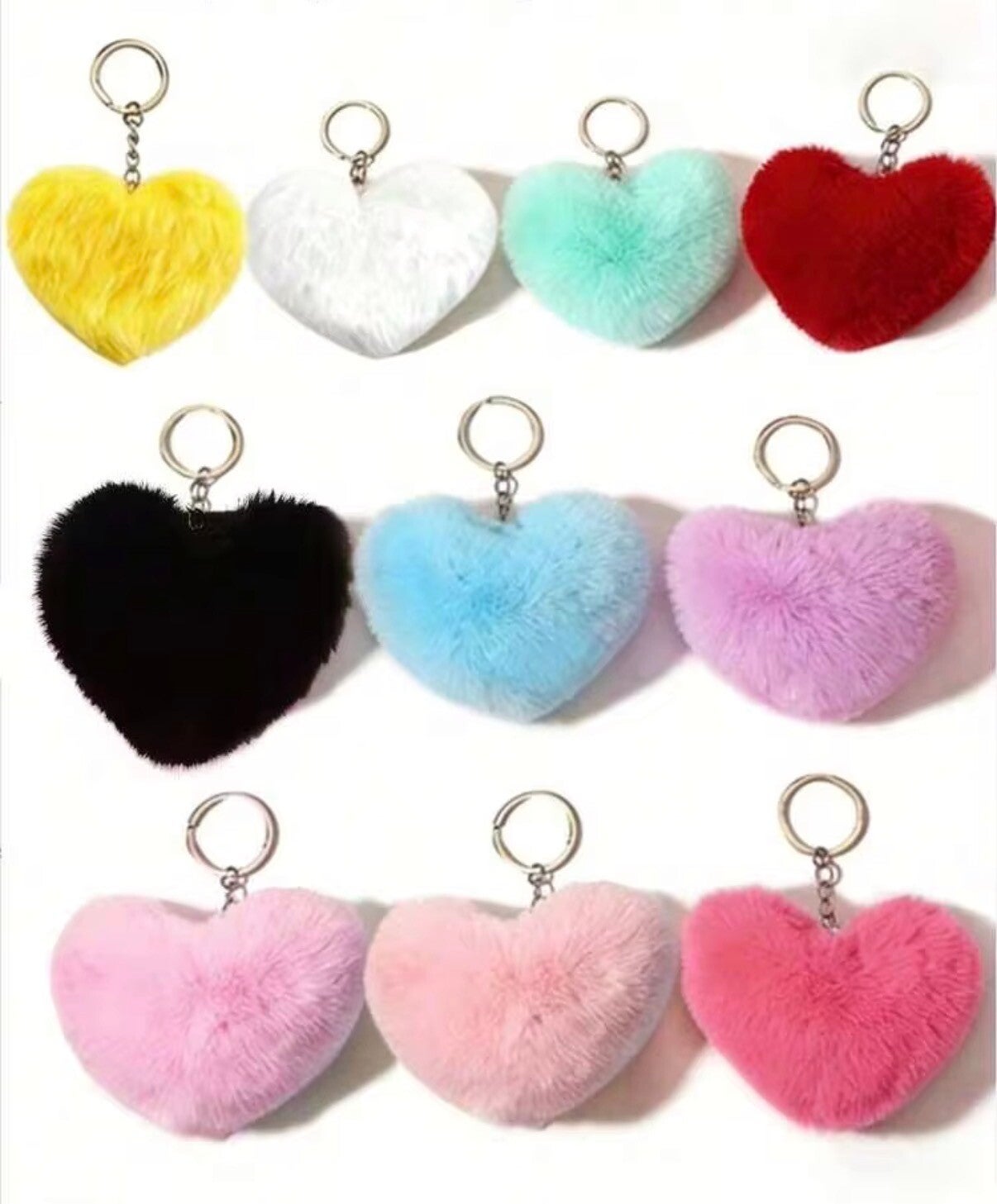 HEART SHAPED FLUFFY KEYRING
