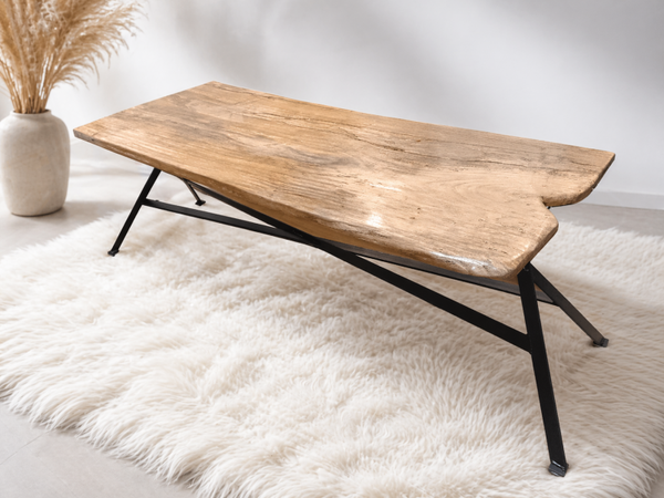 Luxury Handmade Coffee Table with Black Steel Frame