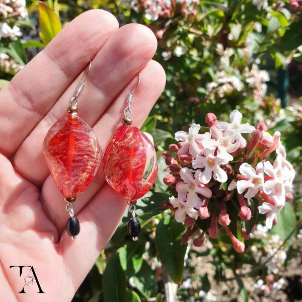 Red glass leaves