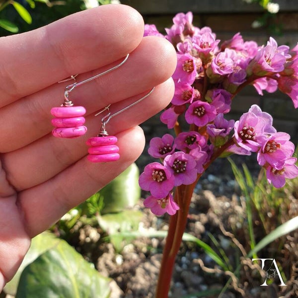 Pink semi precious dangles