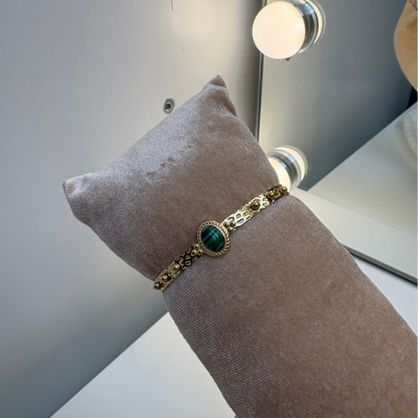 Bangle open Green - goud