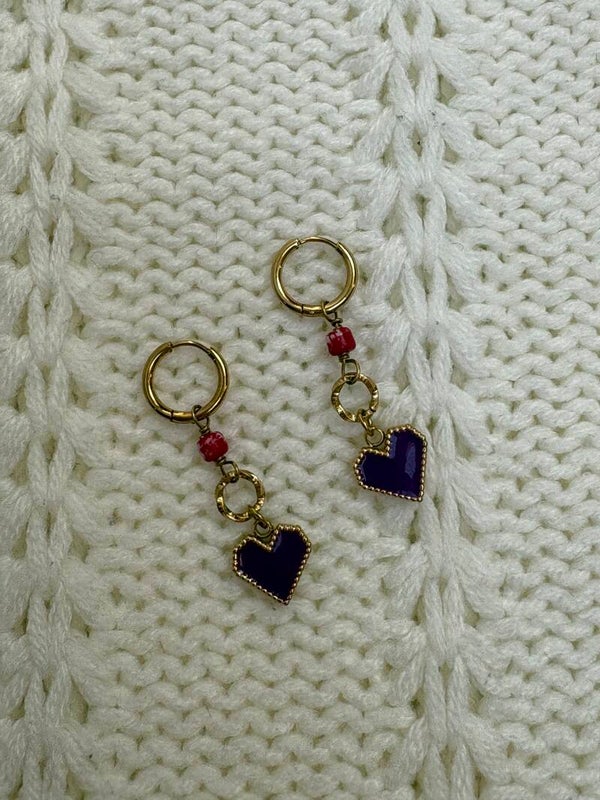 Oorbellen Purple love - goud