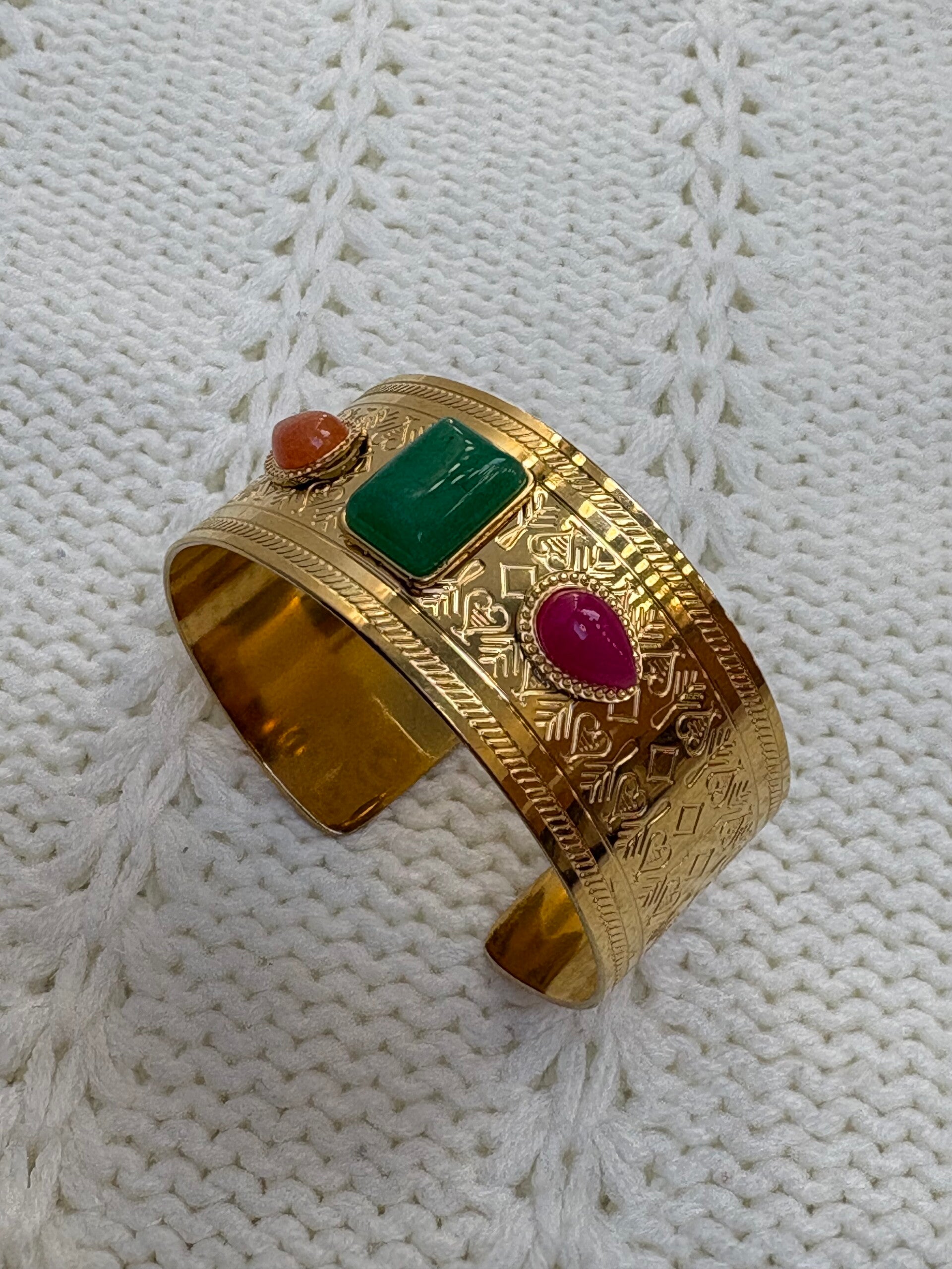 Bangle mega - goud/groen