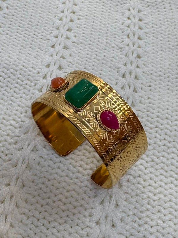 Bangle mega - goud/groen