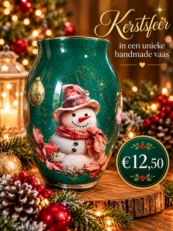 prachtige handgedecoreerde kerstvaas