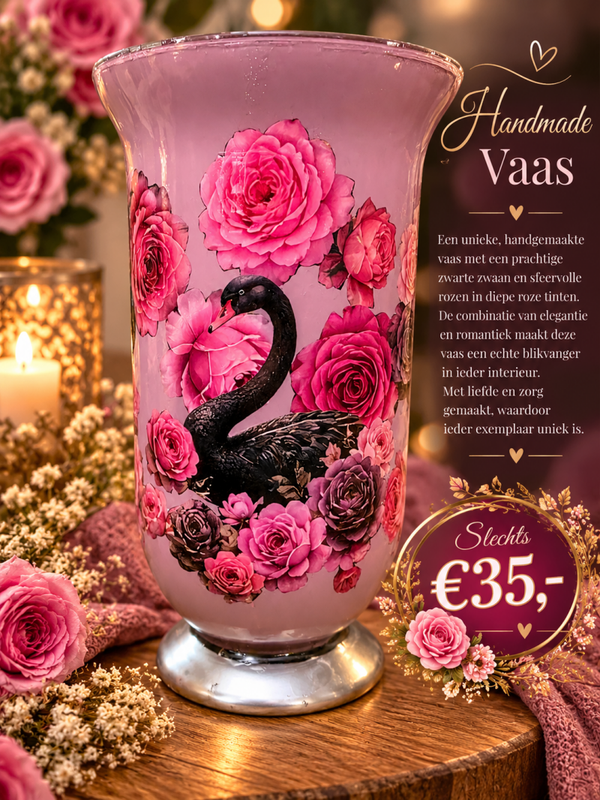 Prachtige vaas de zwarte zwaan