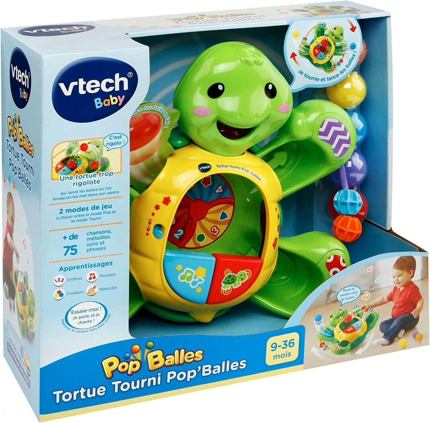 VTech Baby Tortue Tourni Pop Balles - jouet bébé 1er âge interactif
