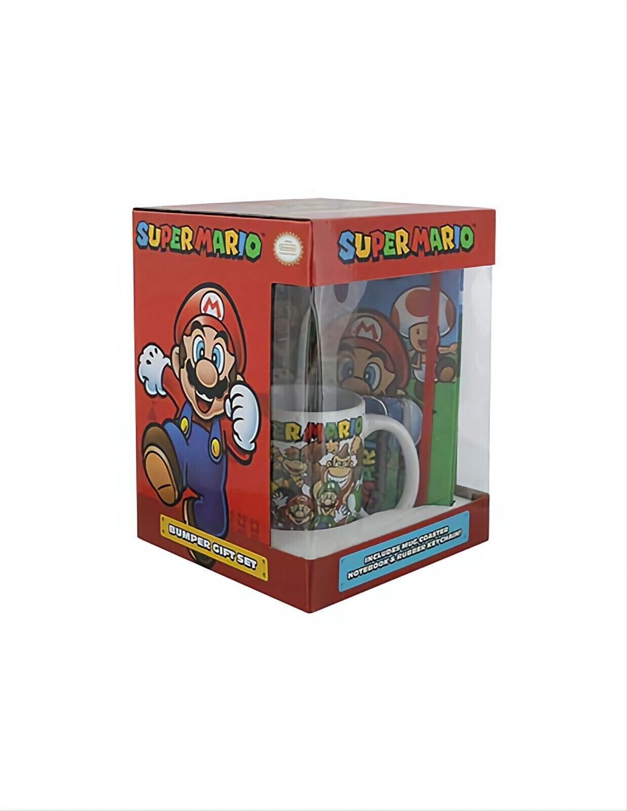 Super Mario Nintendo Coffret cadeau Mugs, carnet, Porte-Clés, Sous-verre SH