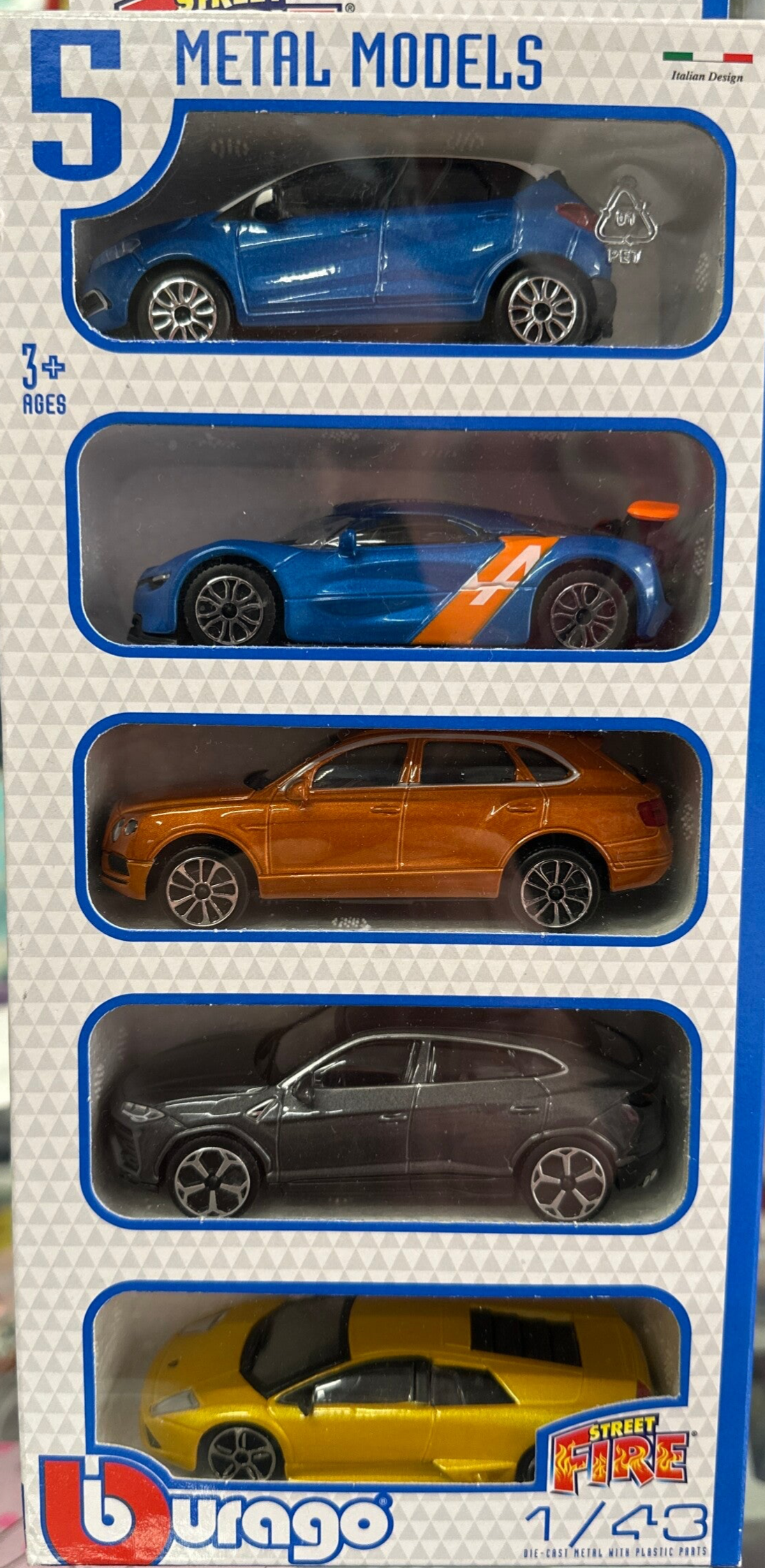 X5 Bburago Street Fire 1/43 Métal Models Pack de 5