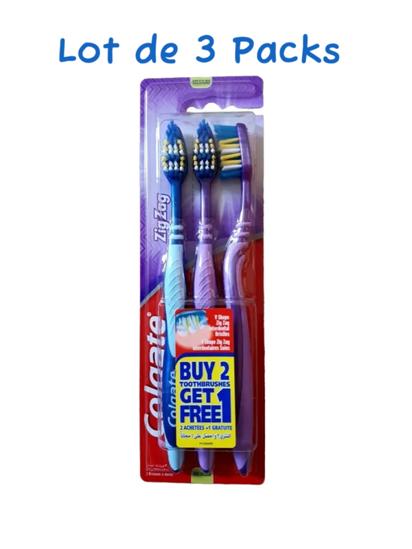 Brosse à dents medium Colgate Zigzag Lot de 3 Packs