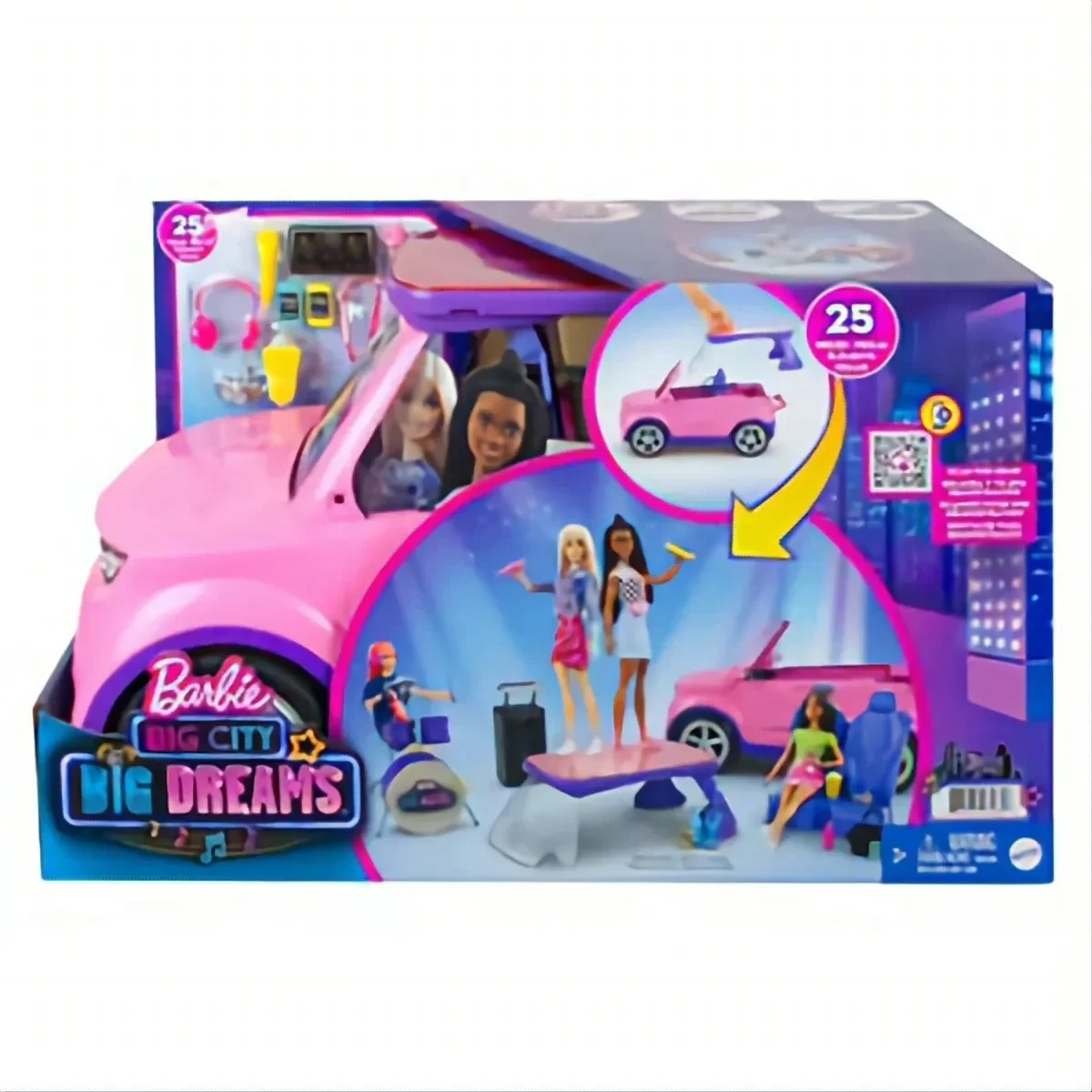 Barbie Big City Big Dreams voiture concert transformable pour poupée Jouet