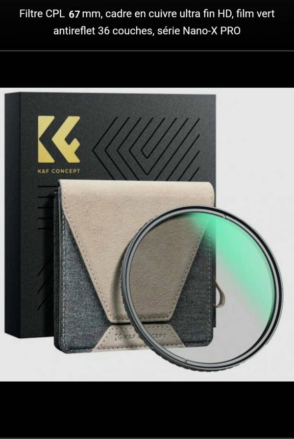 Filtre CPL 67 mm cadre en cuivre ultra fin HD film anti reflets série Nano-X Pro