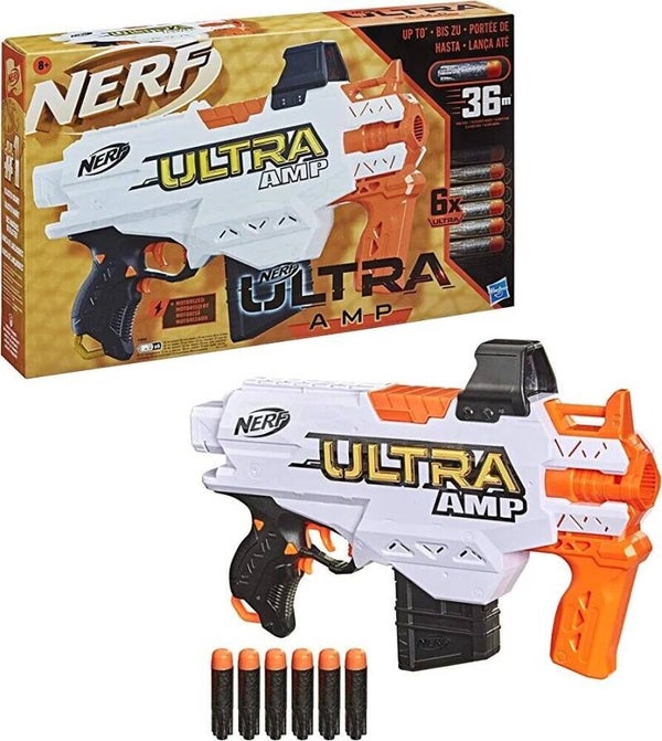 Nerf Ultra Amp 36m , Blaster motorisé, Chargeur 6 fléchettes Hasbro