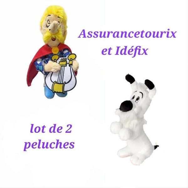 Astérix lot de 2 Peluches Idéfix et Assurancetourix