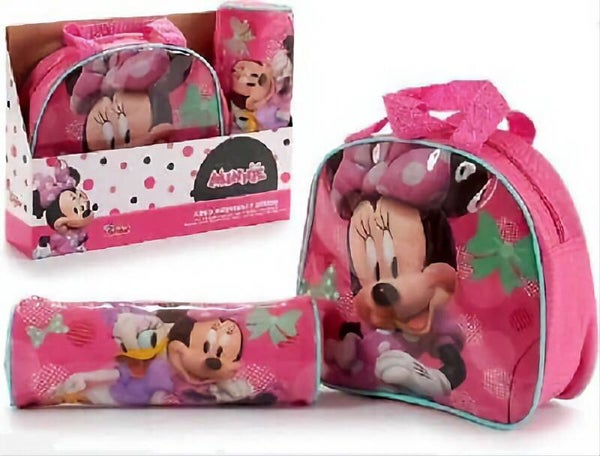Set Disney Minnie Sac à gouter Et trousse Disney junior sac à lunch enfant