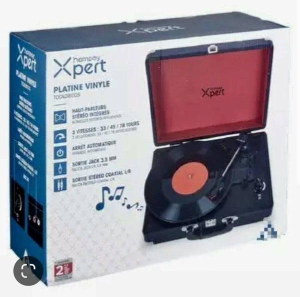 Platine Vinyles - Tourne Disque portable, 3 vitesses , HP stéréo intégrés
