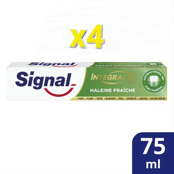 Lot De 4 Dentifrice SIGNAL Intégral 8 haleine fraîche tube de 75ml chacun