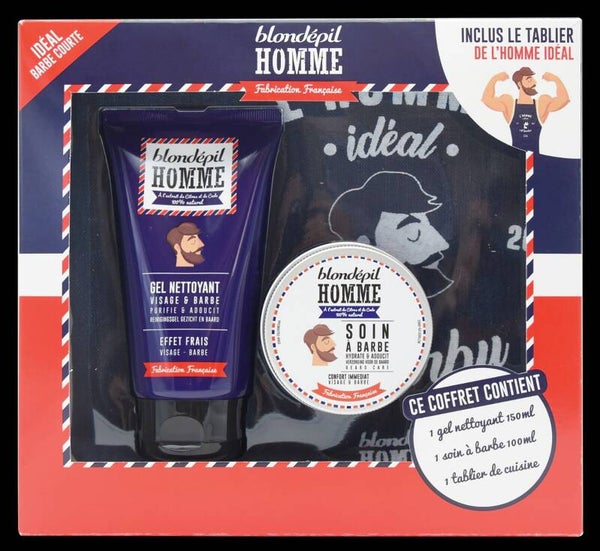 Coffret De L'homme Idéal Barbe courte - gel et soin visage et barbe + Tablier rasage bien-être SH