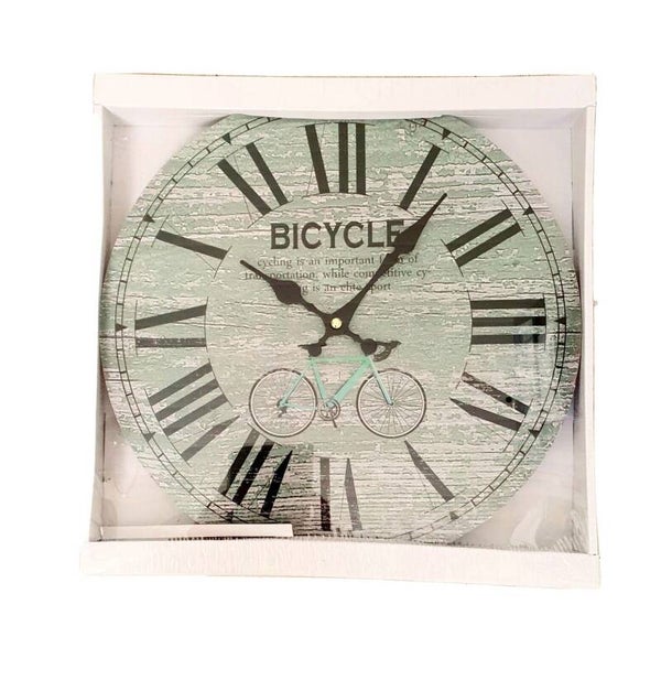 Horloge murale en bois décor Bycicle 34 cm