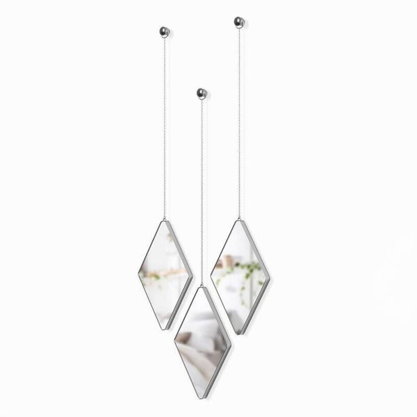 Umbra Design Ensemble De 3 miroirs Dima suspendus, Coloris chrome