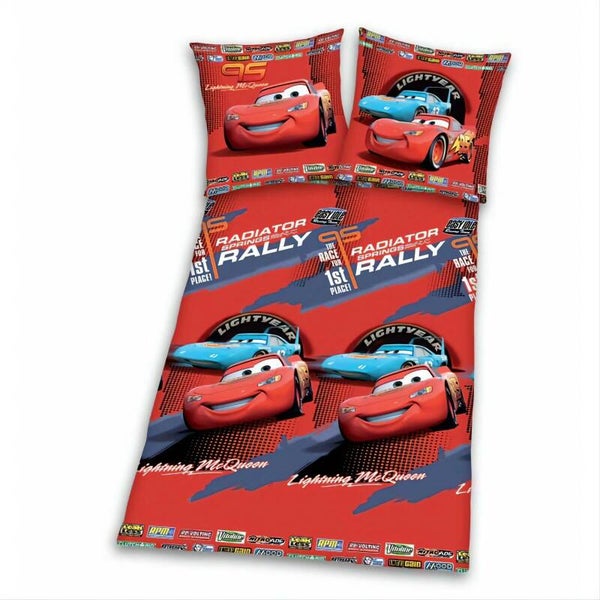 CARS Housse de Couette + Taie RALLY ROUGE 140x200 Cm 100% Coton Disney Cars pour enfant