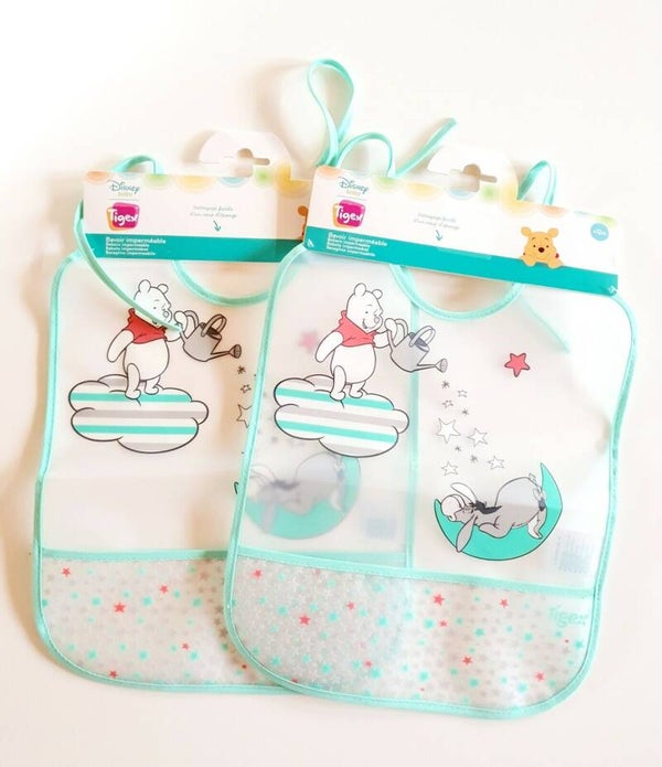 Bavoirs imperméables  Winnie Disney Baby de Tigex- Nettoyage Facile lot de 2 pour bébé