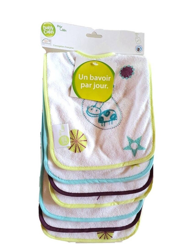 Lot de 7 Bavoirs naissance 0+ - un bavoir par jour - baby calin pour bébé