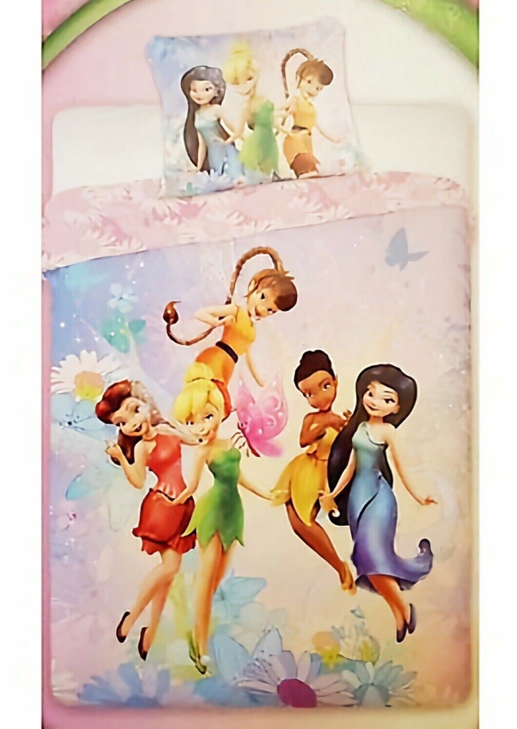 Housse de Couette + Taie Disney la fée clochette 140x200 Cm 100% Coton