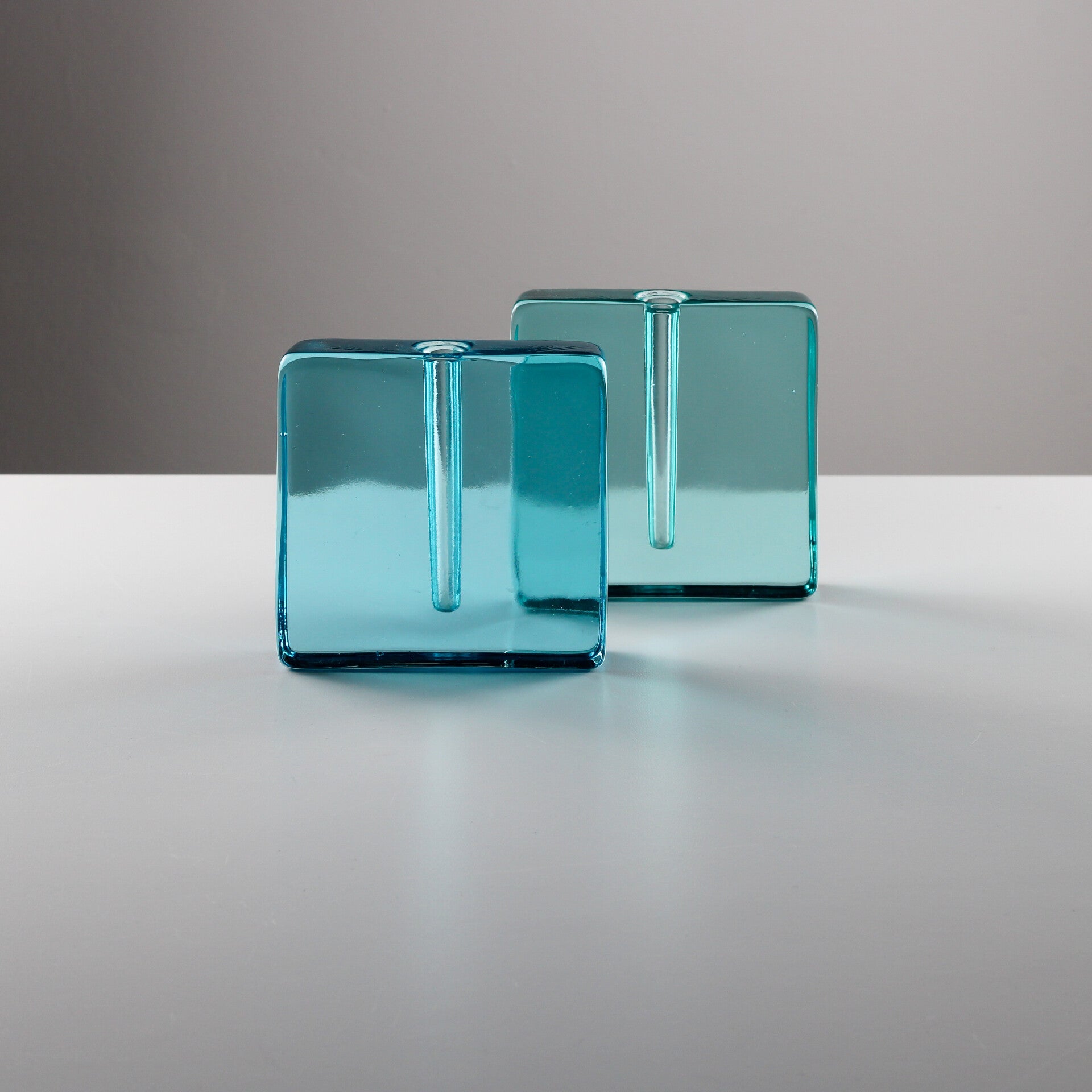 Set van 2 Deens design solifleur kristalglazen vaasjes