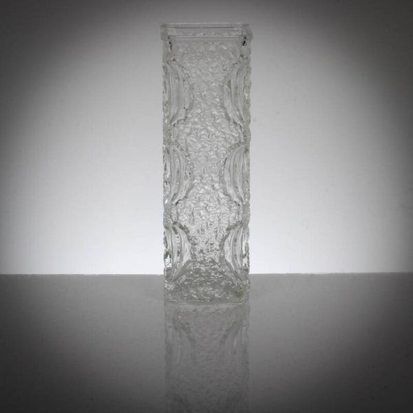 Oberglas vierkante vaas met boomschors reliëf