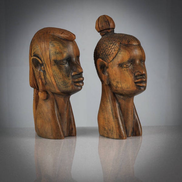 Set handgesneden Afrikaanse houten bustes