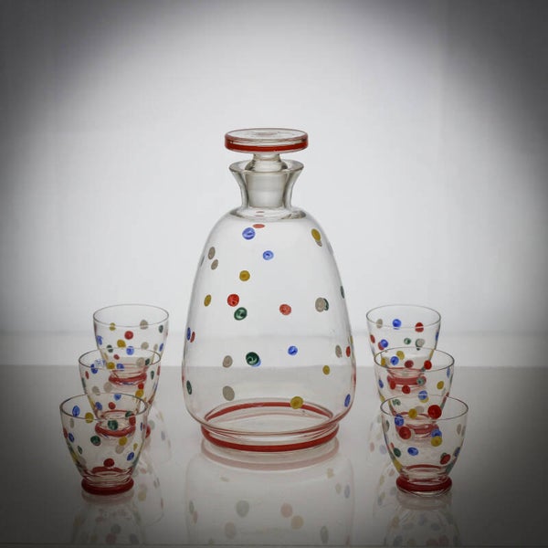 Polka dot likeursetje met 6 shot glaasjes