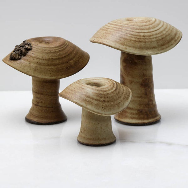 Set van 3 vintage Freek Berends olielampjes/ vaasjes "Paddenstoel"