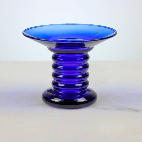 Postmoderne vaas, saffierblauw glas